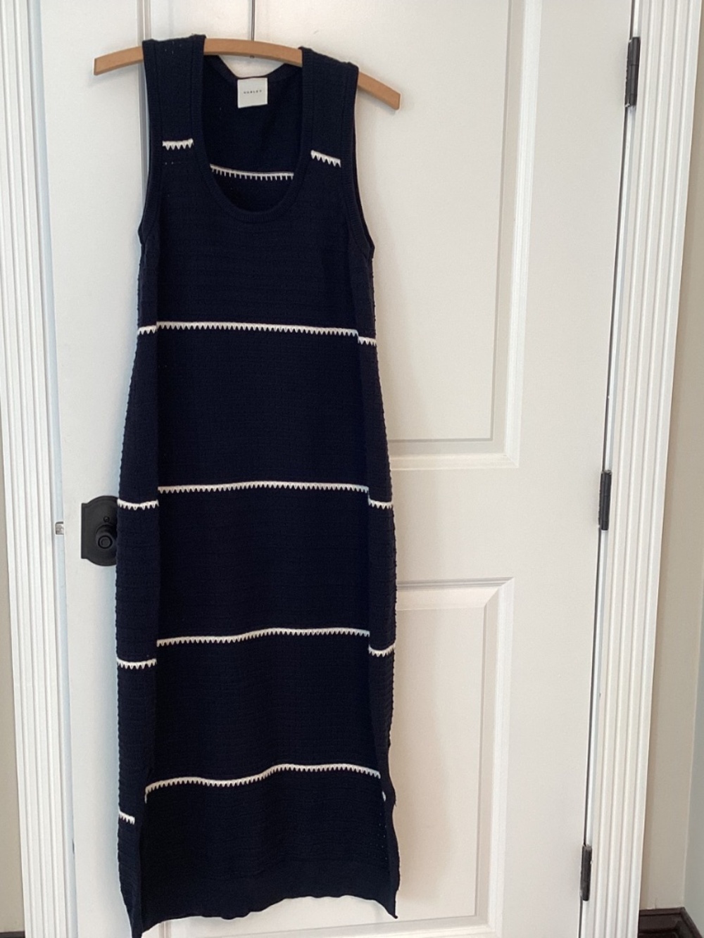 Varley Navy/white Scott scoop neck midi dress size medium - Picture 4 of 8